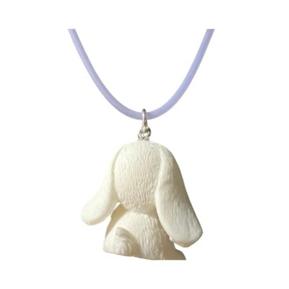 Necklace White Bunny‎ Rabbit 1.5 In Homco Style